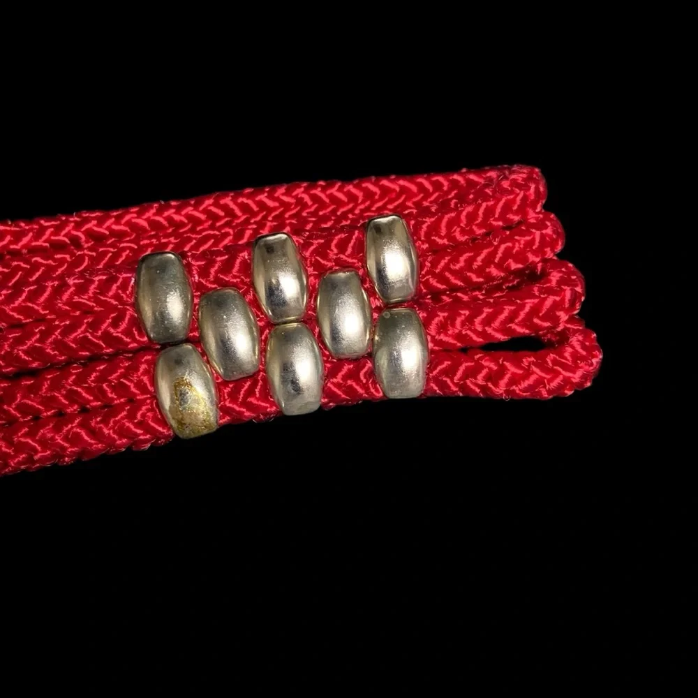 Vintage Yen China House Braided Rope Enamel Buckle Red